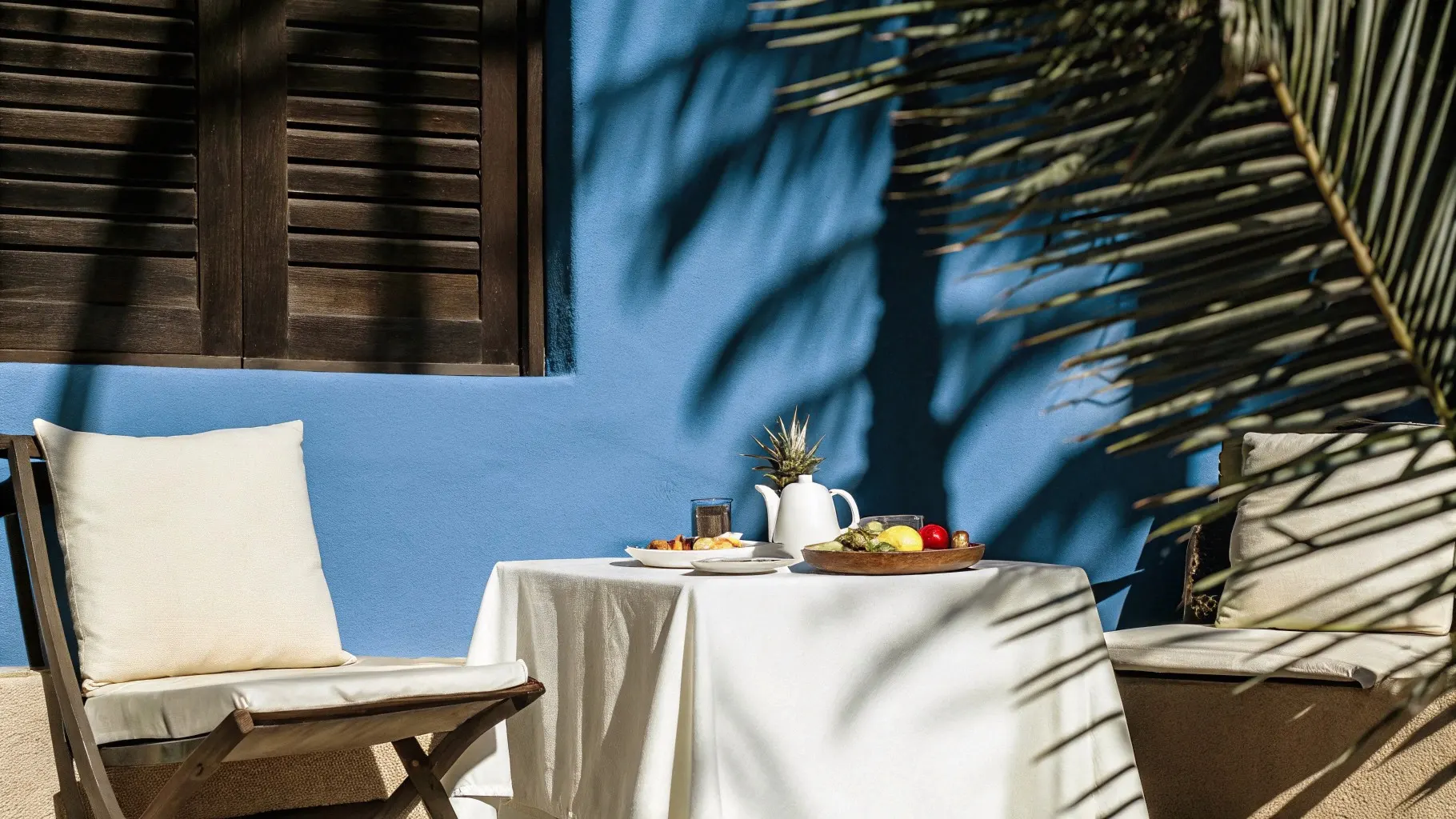morning breakfast in the garden patio set for breakfast
